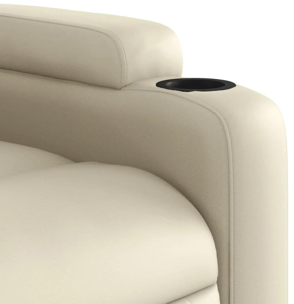 Poltrona reclinável de massagens couro artificial cor creme
