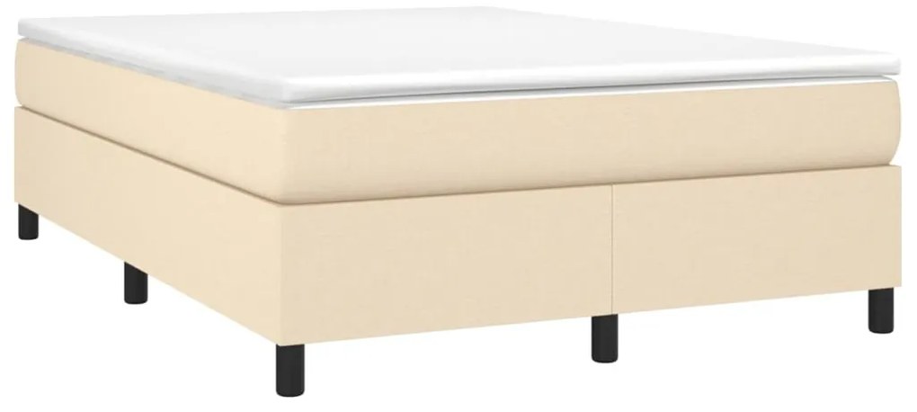Estrutura de cama sem colchão 140x200 cm tecido cor creme