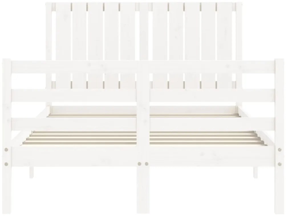 Estrutura de cama com cabeceira 120x200cm madeira maciça branco