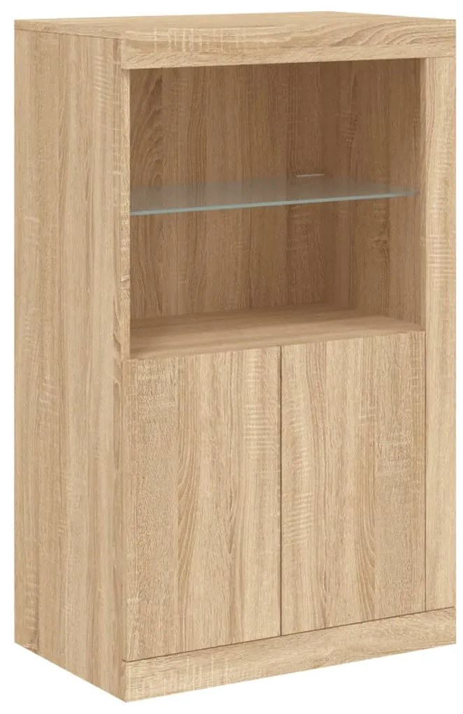 Aparador com luzes LED 202x37x100 cm carvalho sonoma