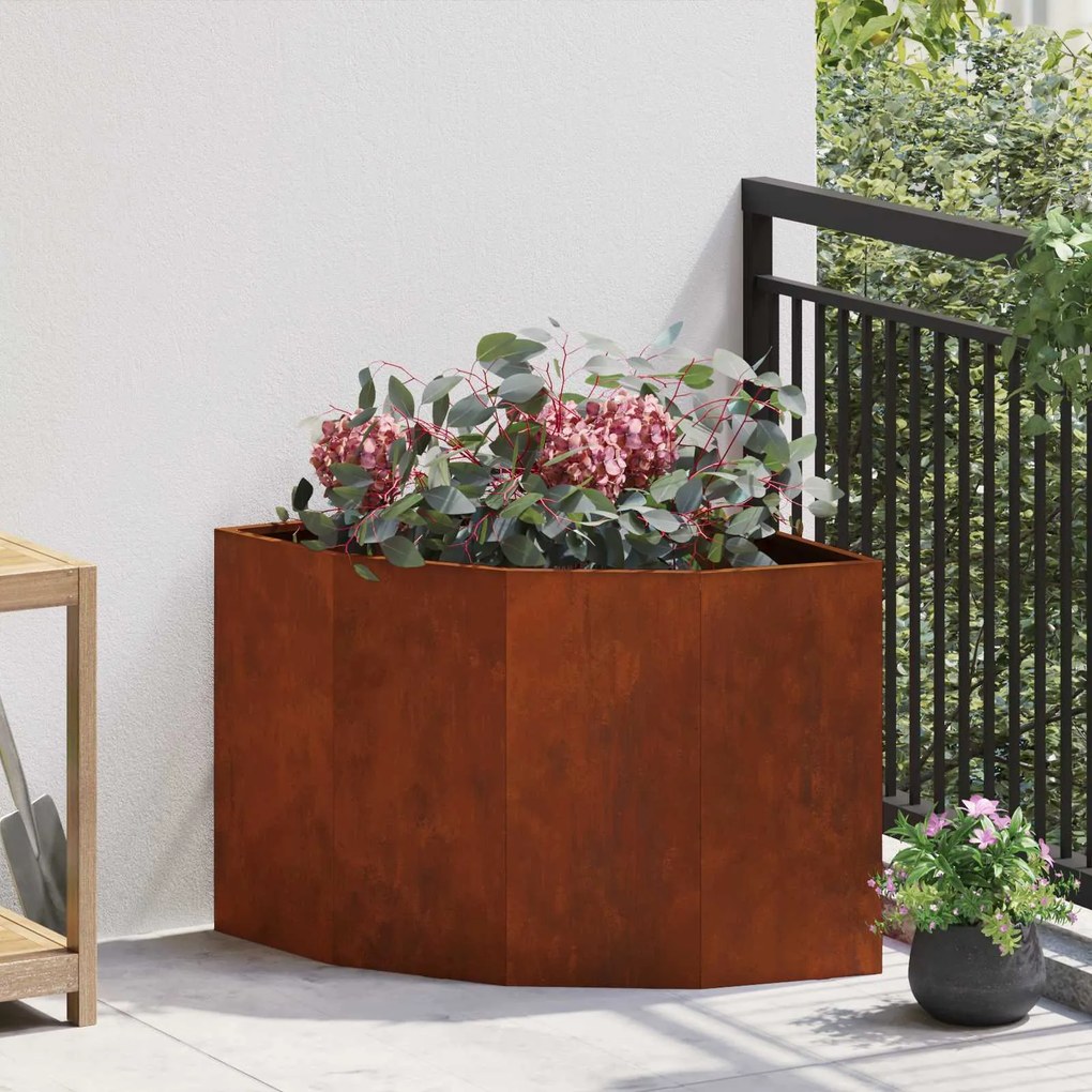 vidaXL Vaso de Canto Ferro Enferrujado 60 x 60 x 50 cm Aço corten