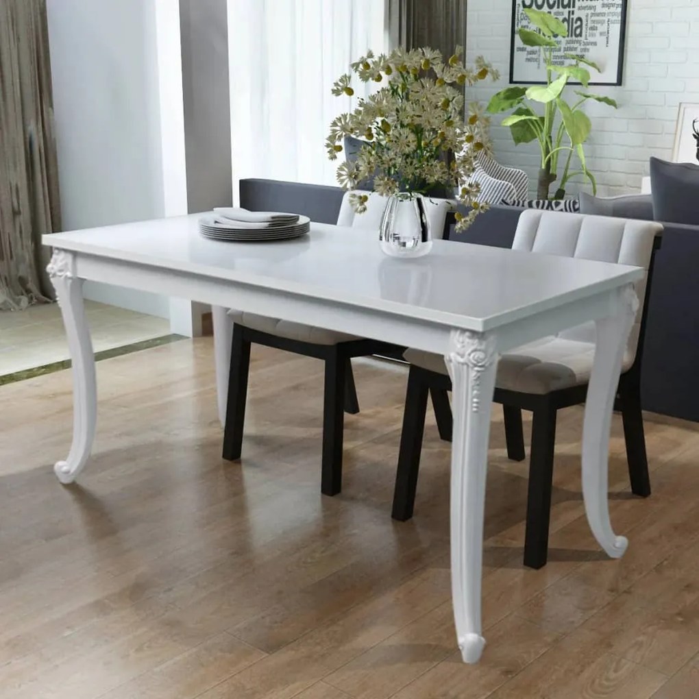 Mesa de jantar 116x66x76 cm branco brilhante