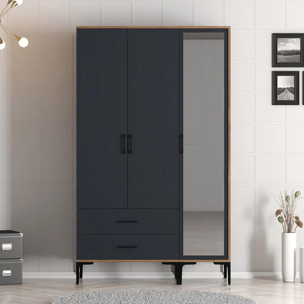 Roupeiro Kumsal RT – Nogueira Antracite – 120x47,5x201,4 cm