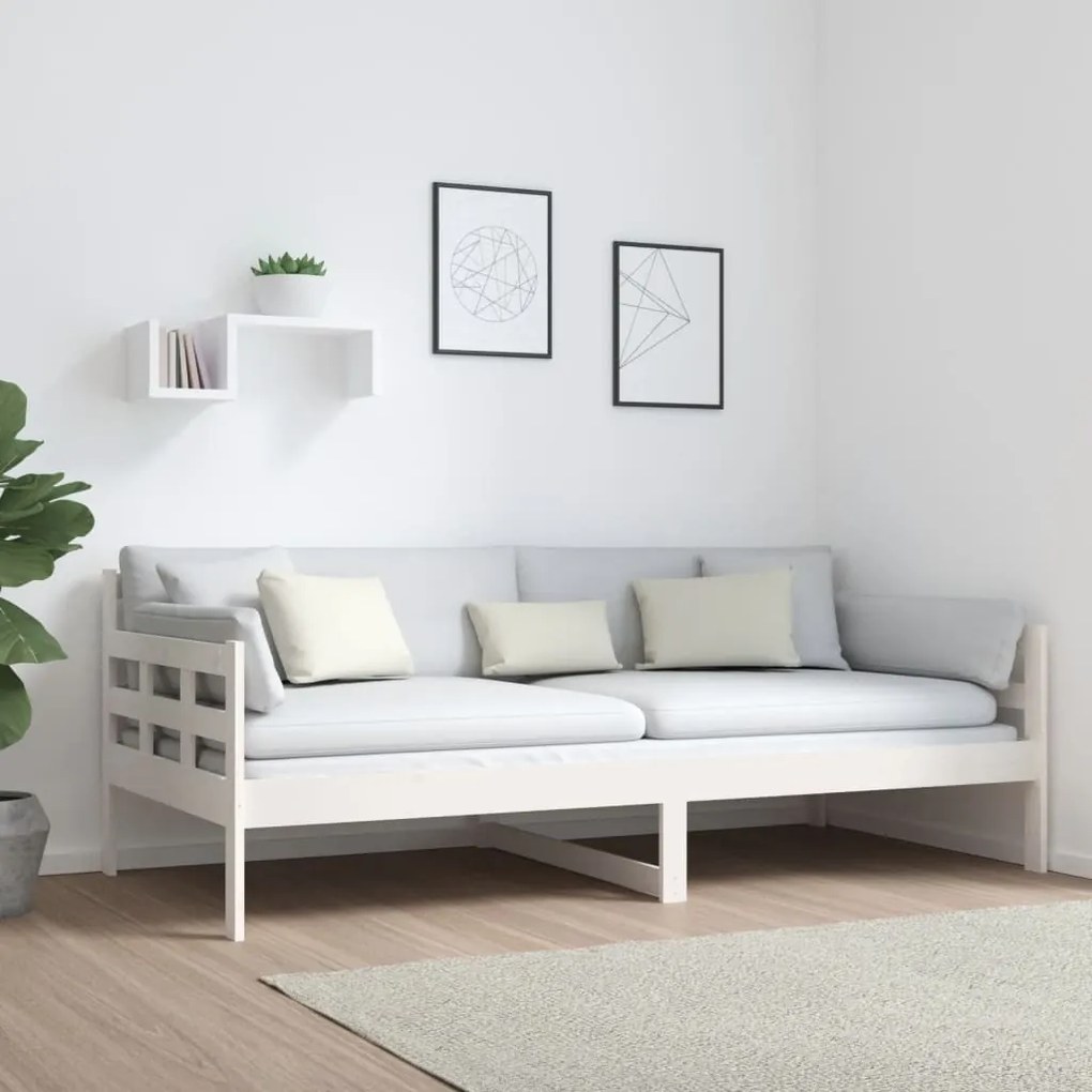 Sofá-cama 90x190 cm madeira de pinho maciça branco