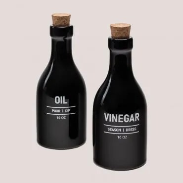 Galheteiro de Azeite e Vinagre em Cerâmica Yorts Preto - Sklum