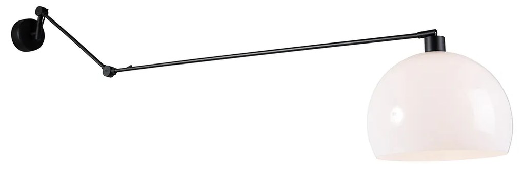 Candeeiro de parede preto com abaajur branco 30 cm ajustável - Blitz Moderno