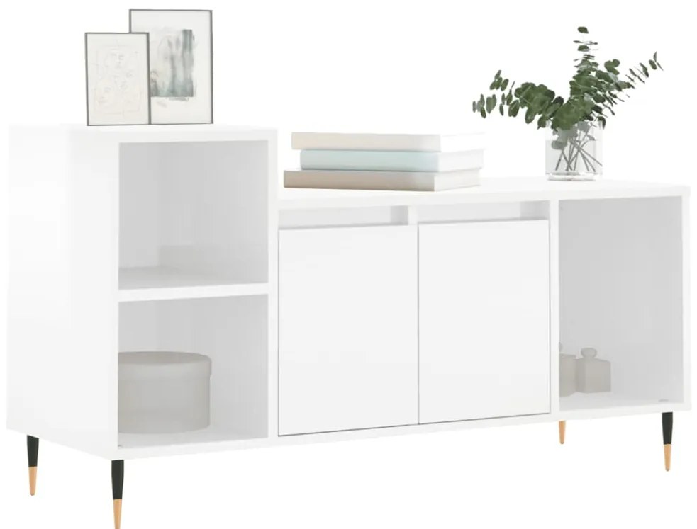 Móvel para TV 100x35x55 cm derivados madeira branco brilhante