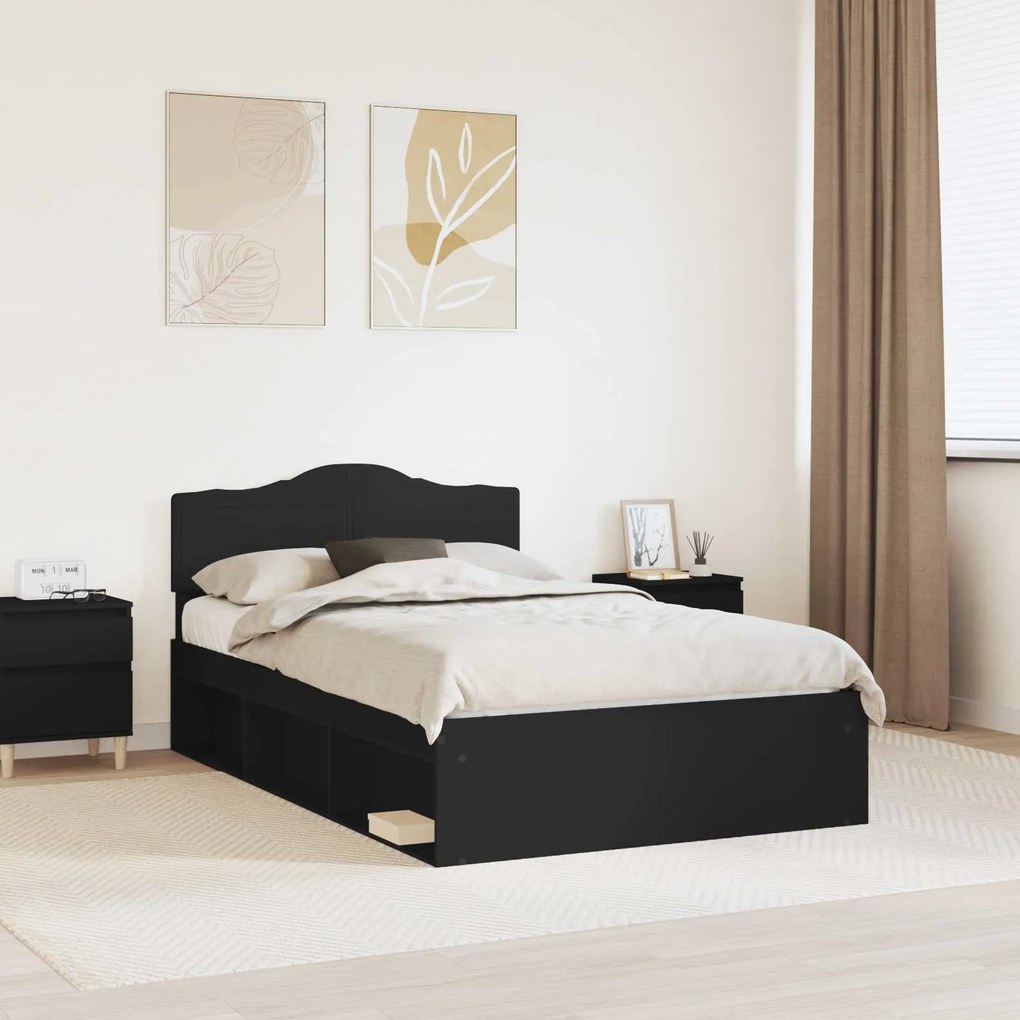 vidaXL Estrutura da Cama Preto 120 x 190 cm Madeira de Pinheiro Sólida