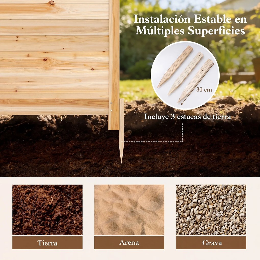 Conjunto de 2 Painéis de Privacidade para o Exterior  119 x 119 cm com Estacas Metálicas para Ar Condicionado, Caixote do Lixo de Jardim, Natural