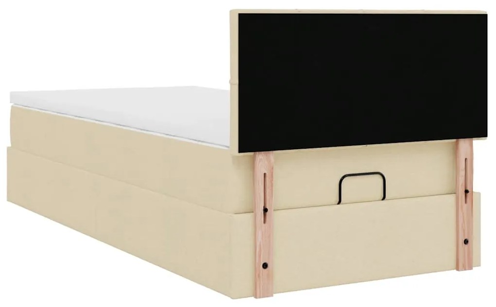 Cama otomana com colchão 90x200 cm tecido creme