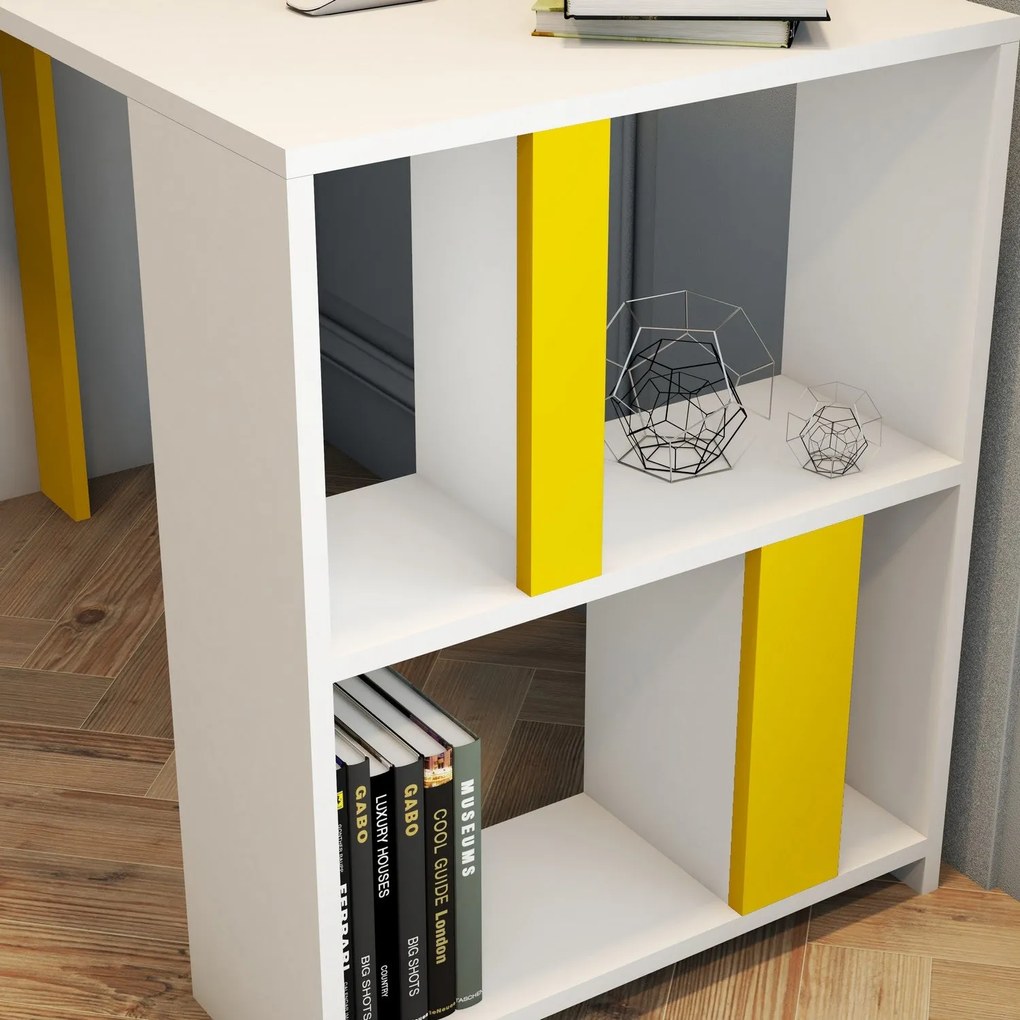 Secretária Lima – Branco/Amarelo – 120x75,4x60 cm