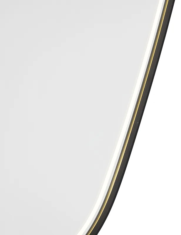 Espelho de casa de banho preto com LED e dimmer tátil oval - Miral Moderno