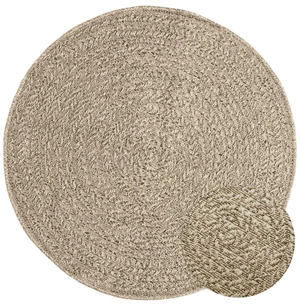 vidaXL Tapete ZIZUR Beige Ø 90 cm aspeto de juta interior e exterior