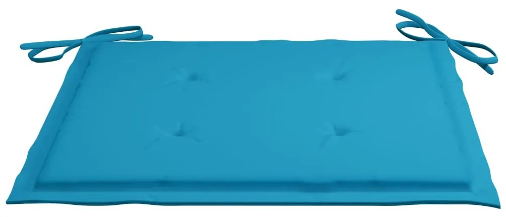 Cadeiras de jardim c/ almofadões azuis 6 pcs teca maciça
