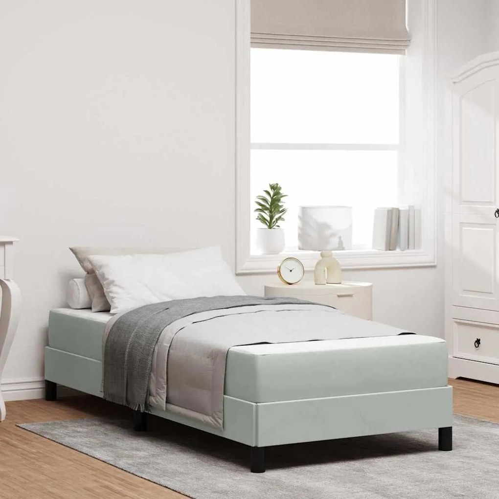 vidaXL Cama Box com colchão Cinzento-claro 100 x 210 cm tecido
