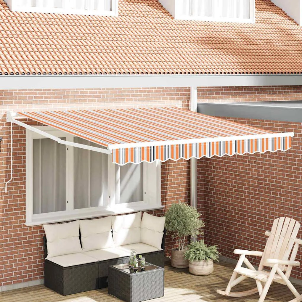 vidaXL Toldo Retrátil Manual Listrado Multicolorido 300x250 cm