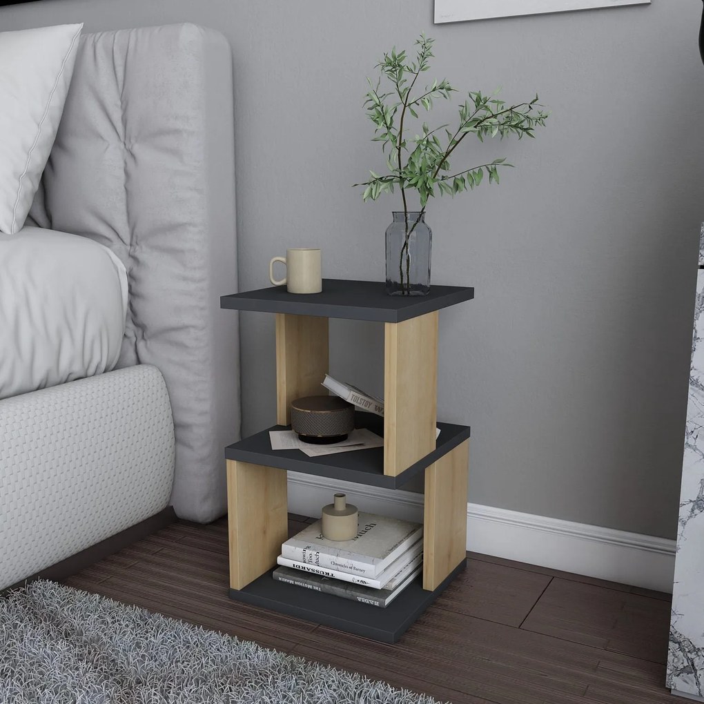 Mesa de Cabeceira Carter – Antracite Carvalho – 29,6x29,6x49,4 cm