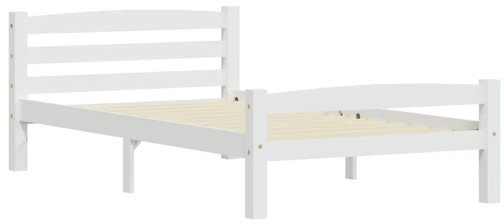 Estrutura de cama 100x200 cm madeira pinho maciço branco