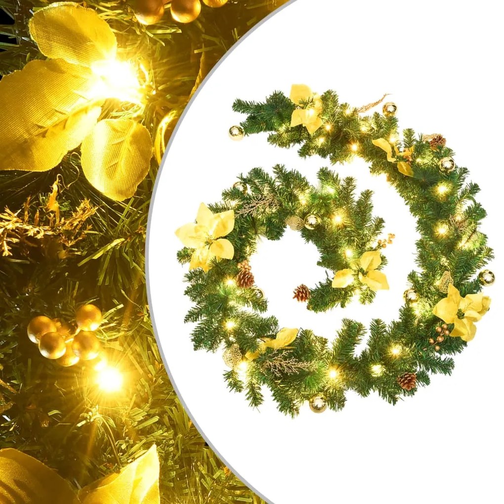 320970 vidaXL Grinalda de Natal com luzes LED 2,7 m PVC verde