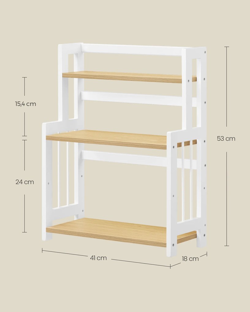 Suporte para especiarias com 3 níveis para bancada de trabalho 18 x 41 x 53 cm em carvalho natural