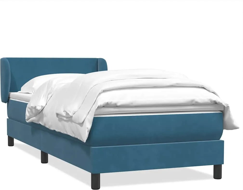 vidaXL Cama com molas/colchão azul-escuro 80x210 cm veludo
