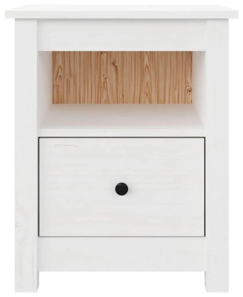 Mesa de cabeceira 40x35x49 cm madeira de pinho maciça branco
