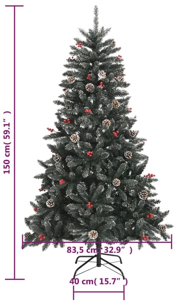 Árvore de Natal artificial com suporte 150 cm PVC verde