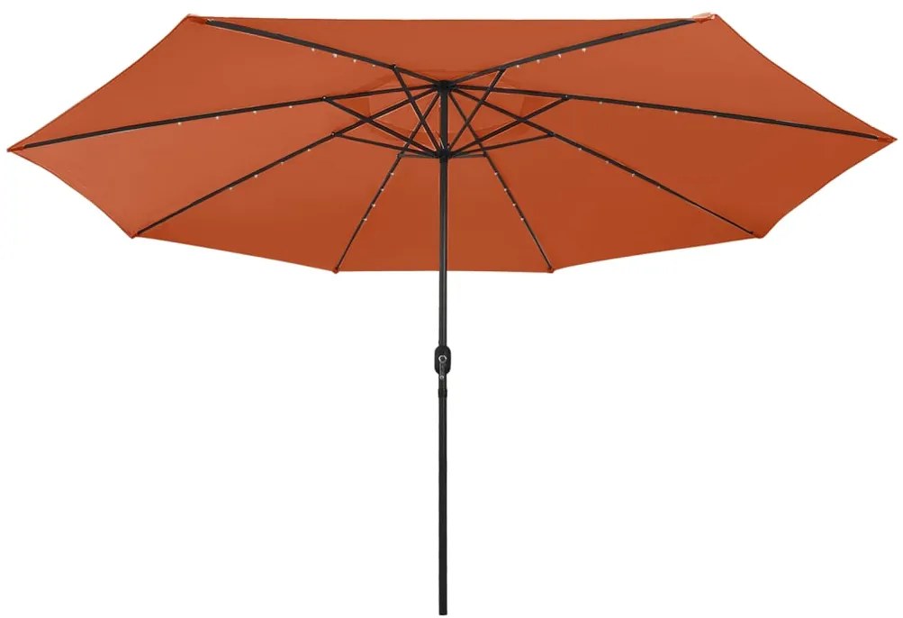 Guarda-sol de jardim com luzes LED 400 cm terracota