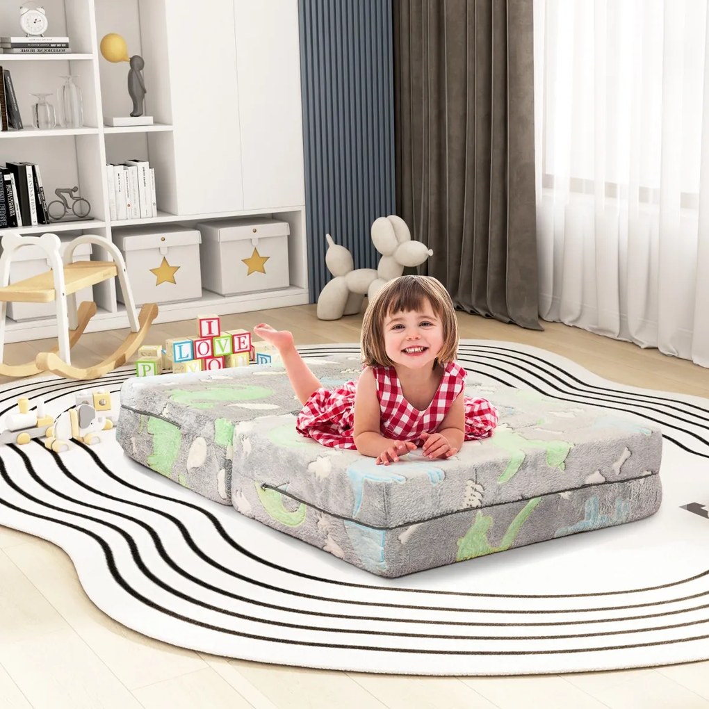 Sofá infantil brilha no escuro modular para crianças com capa de almofada lavável à máquina e enchimento de espuma para crianças com mais de 3 anos Ci