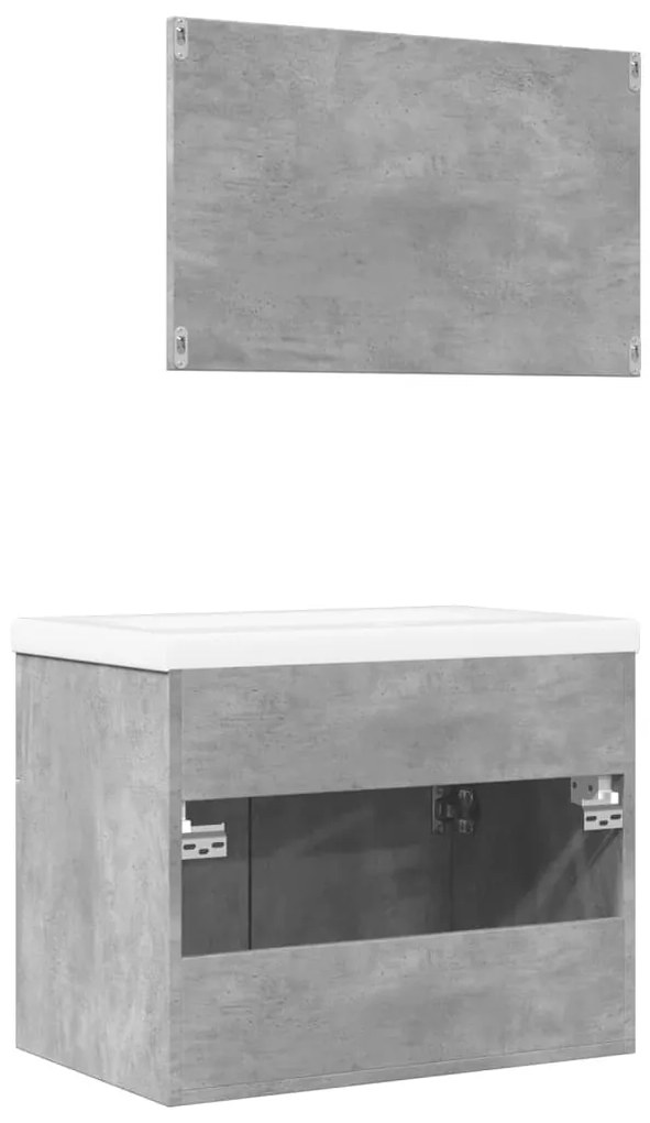 3 pcs conj. móveis casa banho derivados madeira cinza cimento