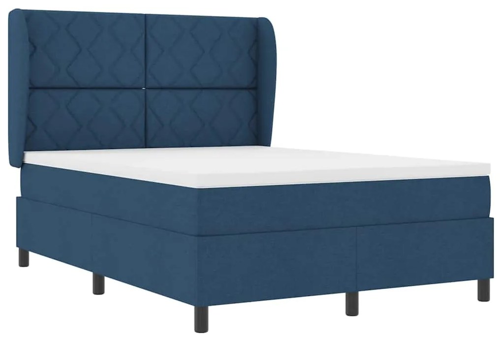 Cama Box com Colchão - Azul, 140x190 cm, Tecido
