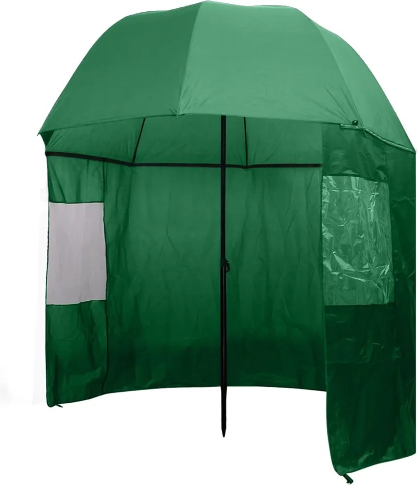 vidaXL Guarda-chuva pesca, verde, 300x240 cm