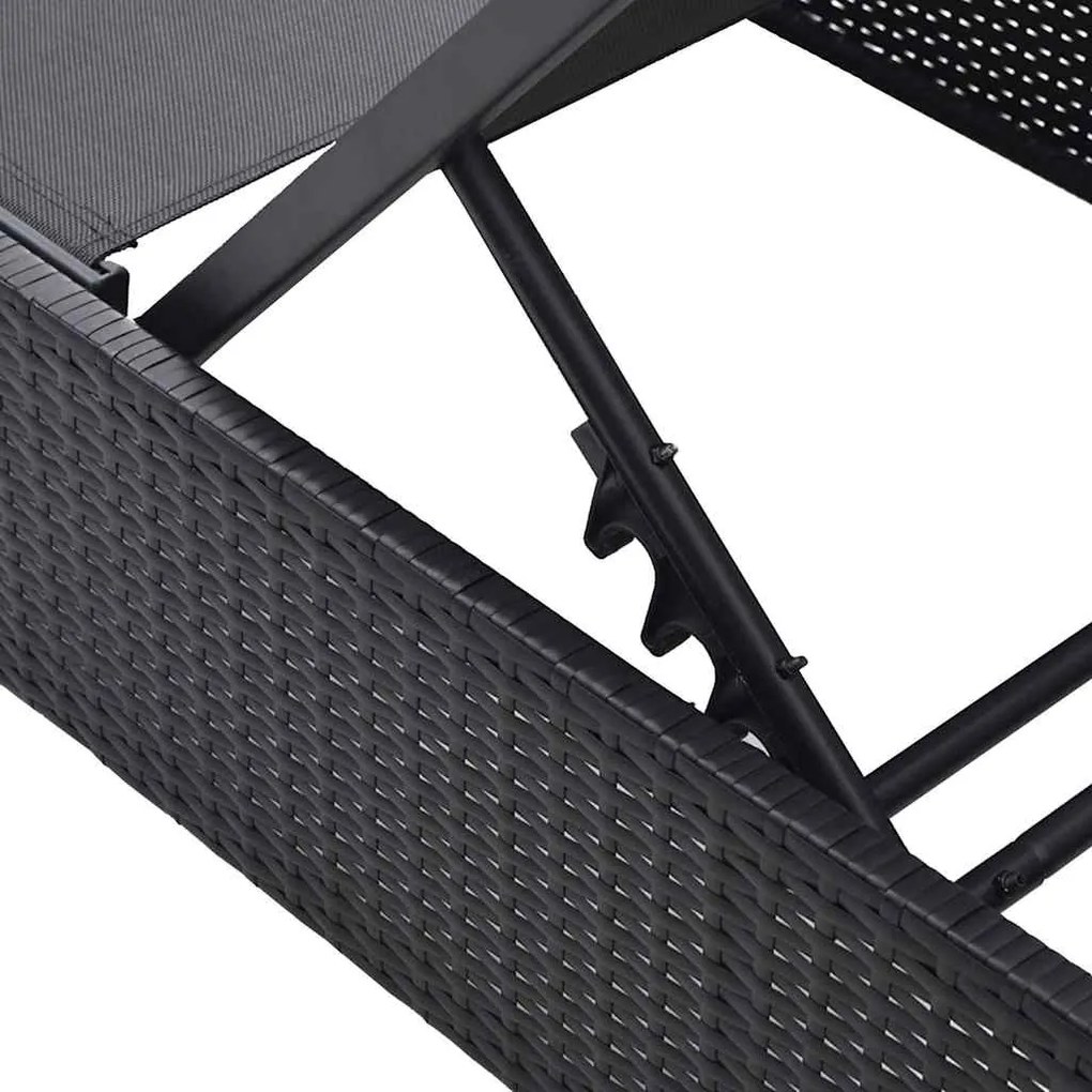Espreguiçadeira Preta 60x200x27 cm Rattan Sintético