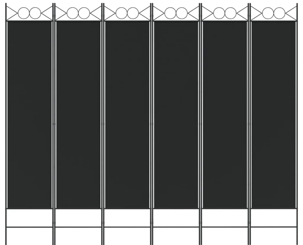 Divisória de quarto com 6 painéis 240x200 cm tecido preto
