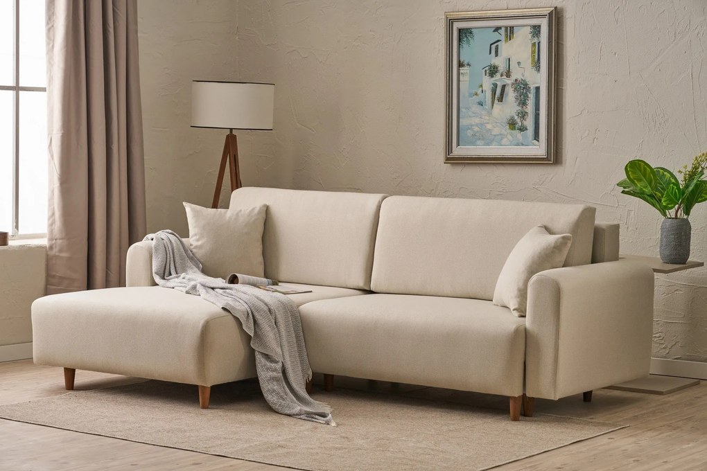 Sofá-Cama de Canto Mane – Creme – 246 x 85 x 160 cm
