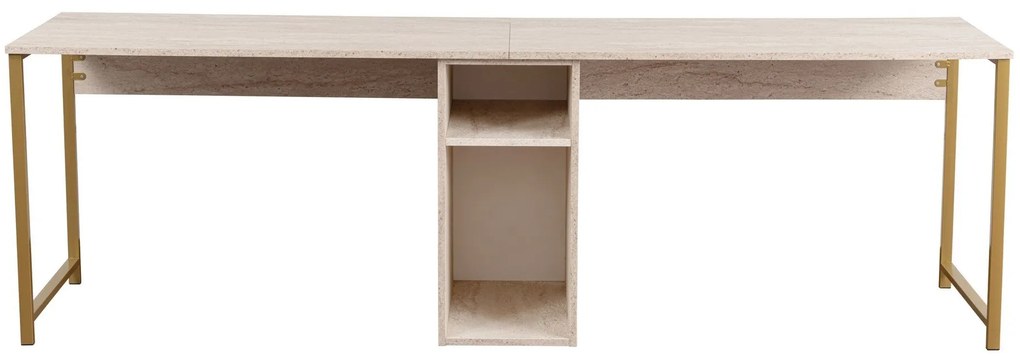 Secretária Twin Study Desk – Travertine Gold – 240 cm x 74 cm x 60 cm