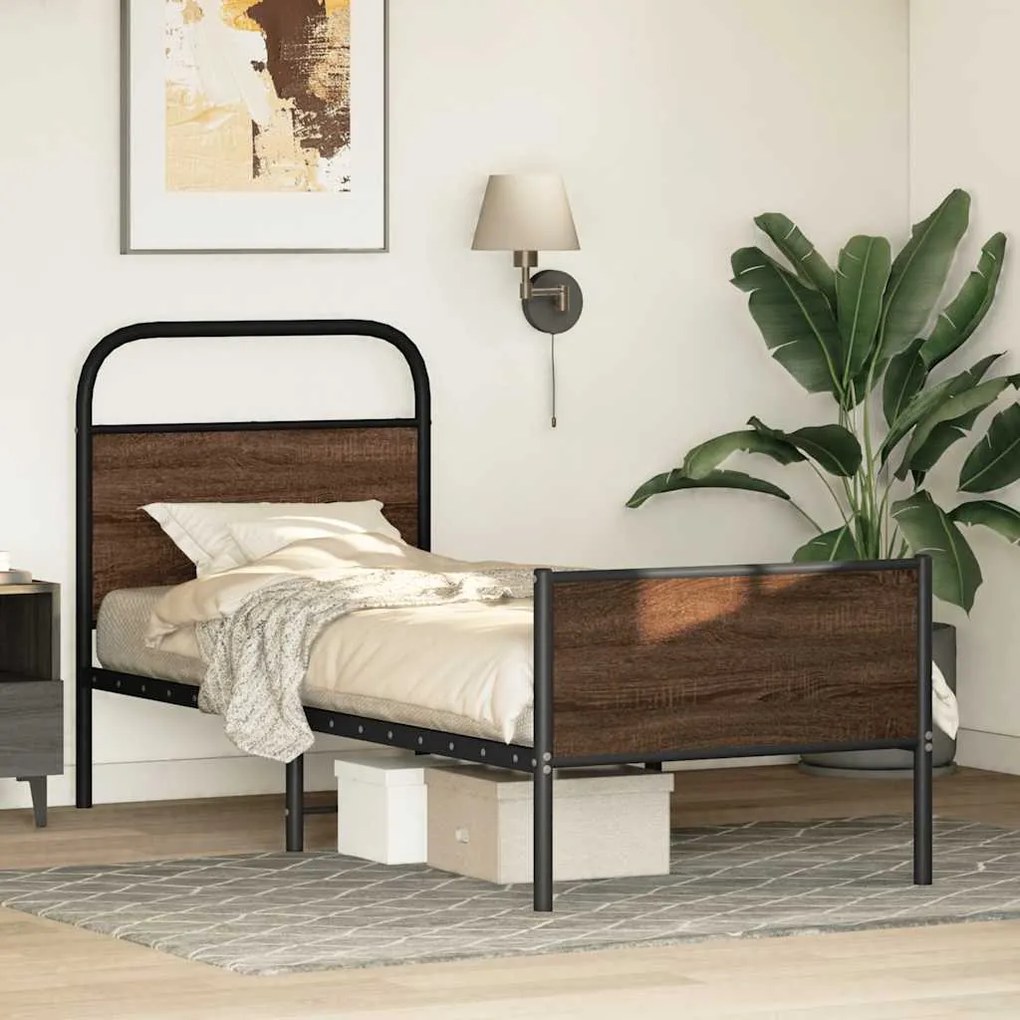 Estrutura cama s/ colchão derivados madeira carvalho castanho