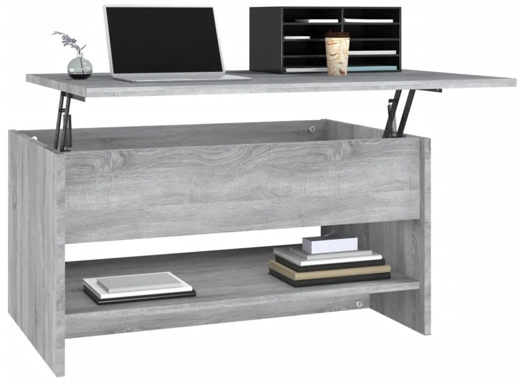 Mesa de centro 80x50x40 cm derivados de madeira cinzento sonoma