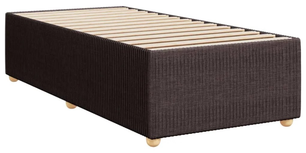 Estrutura de cama sem colchão 90x200 cm tecido castanho-escuro