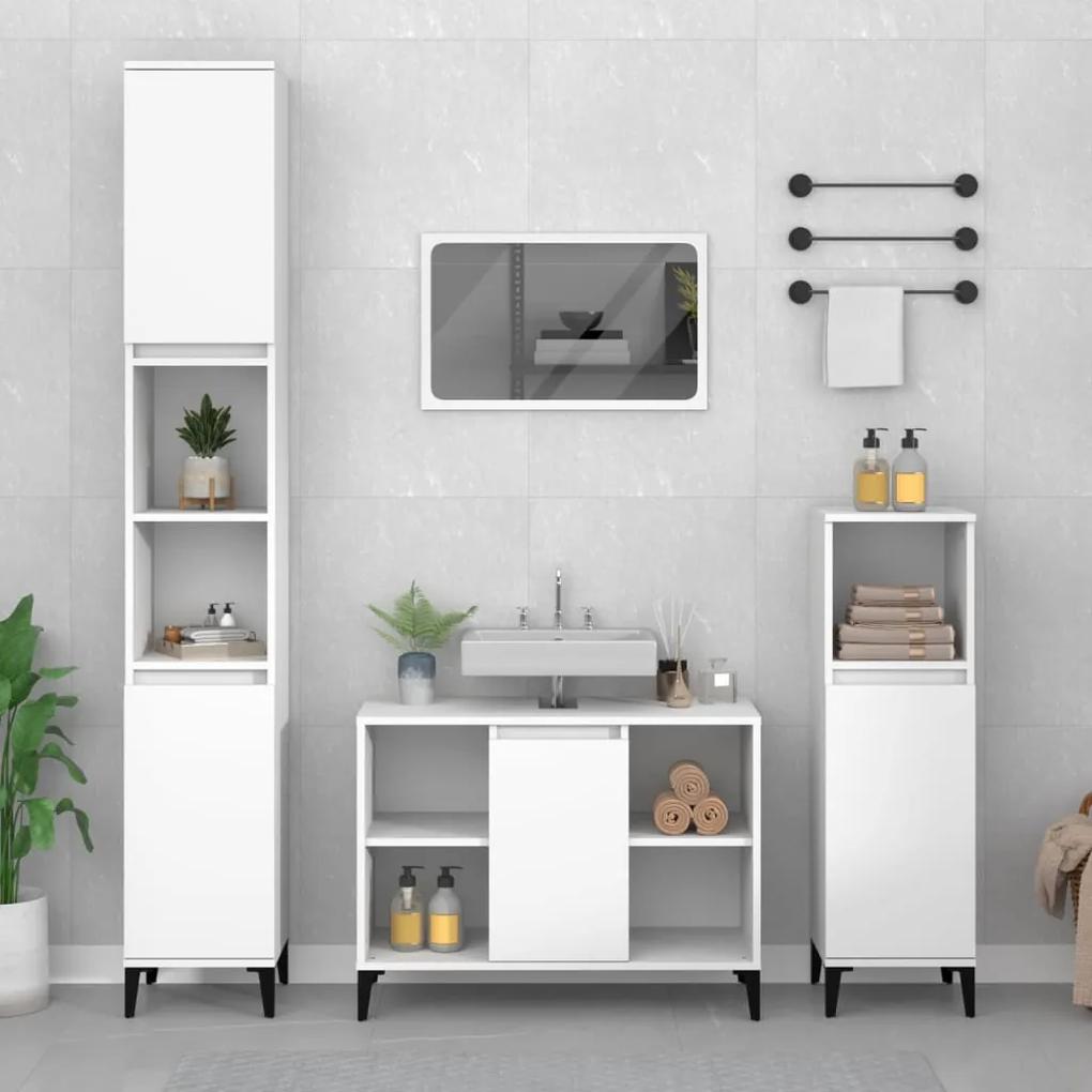 Armário de lavatório 80x33x60 cm derivados de madeira branco