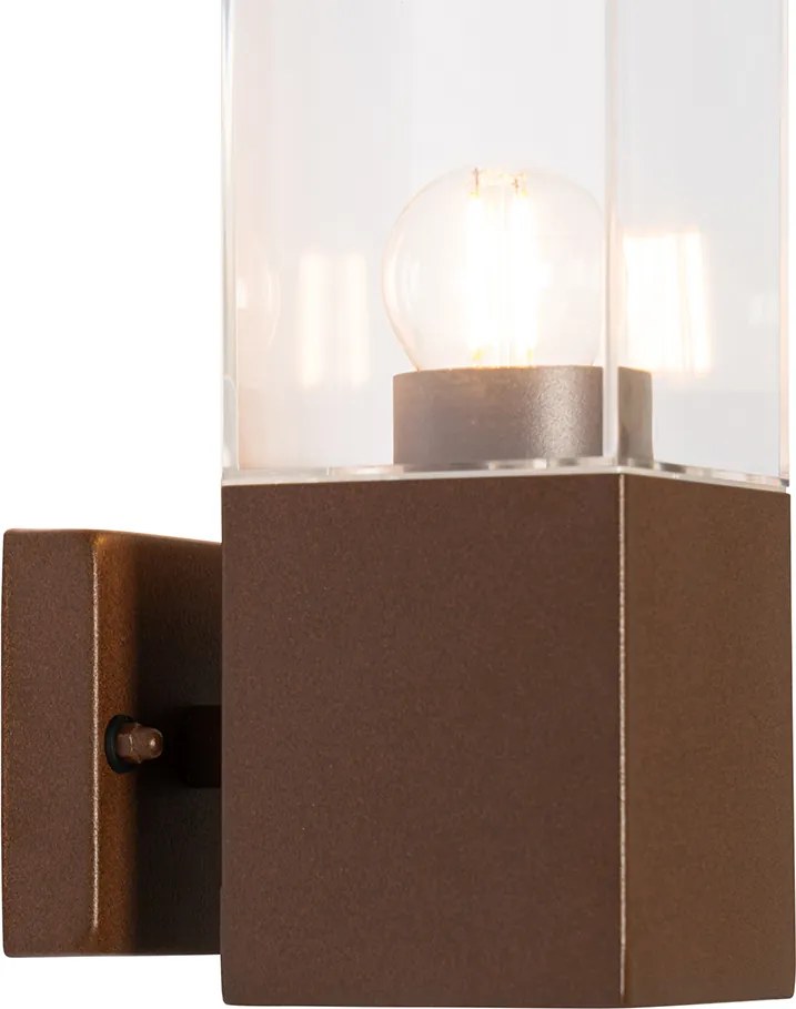 Candeeiro de parede exterior moderno castanho ferrugem IP44 - Malios