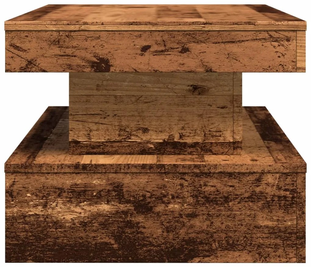 Mesa de centro com luzes LED 90x50x40 cm madeira velha
