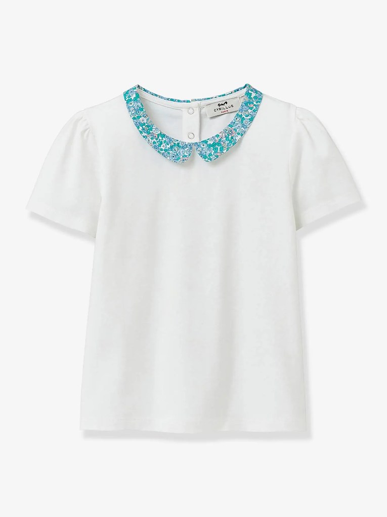 T-shirt gola Claudine, em tecido Liberty®, algodão biológico, da CYRILLUS cru