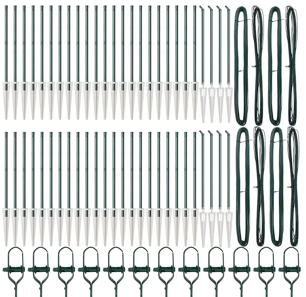 Postes de cerca com espeto, 52 peças de Ø32mm e 120cm em aço galvaniza