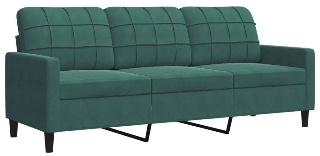 4 pcs conjunto de sofás com almofadões veludo verde-escuro