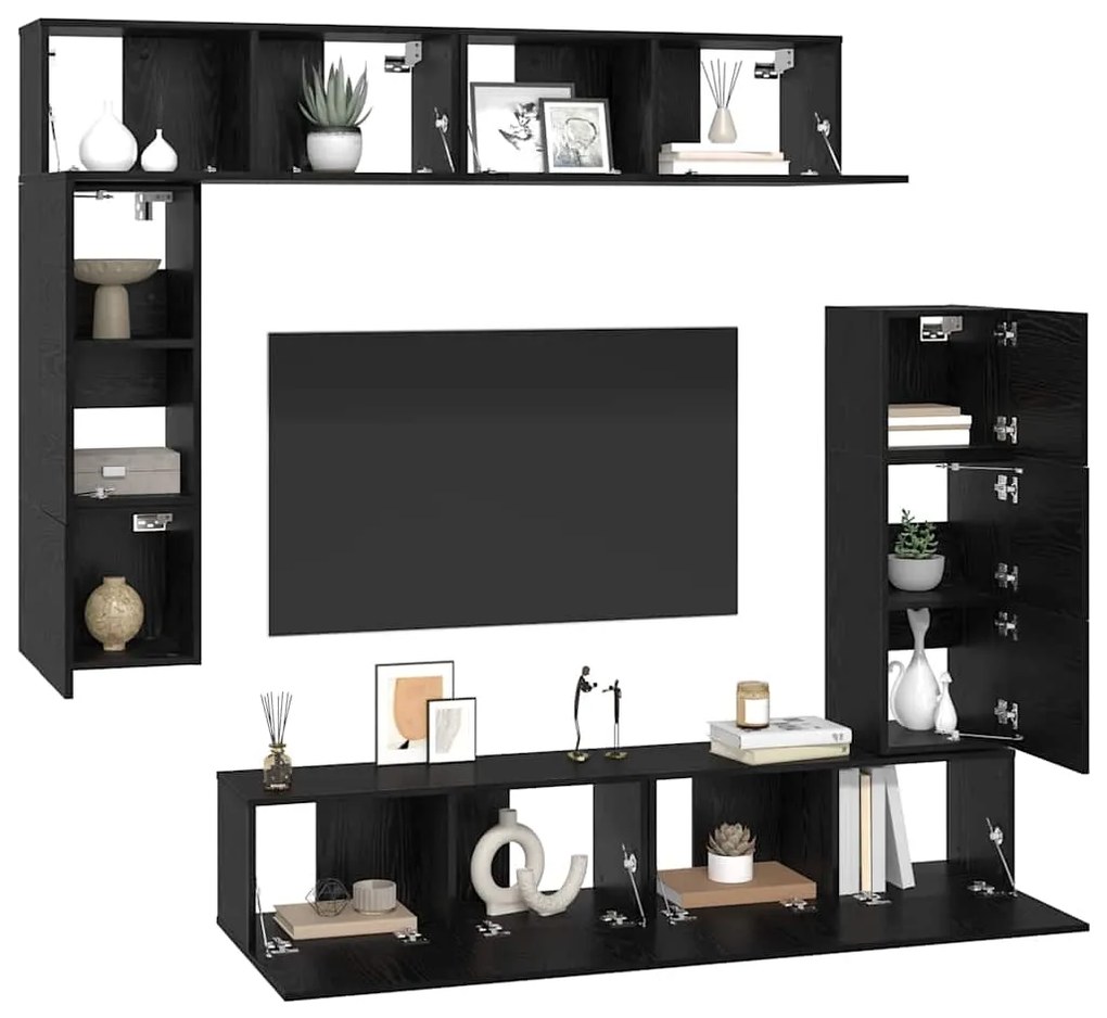 Conjunto de móvel de TV 8 pcs Carvalho preto 80 x 30 x 30 cm