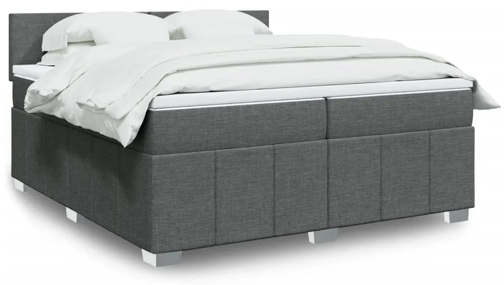 Cama com molas/colchão 200x200 cm tecido cinzento-escuro