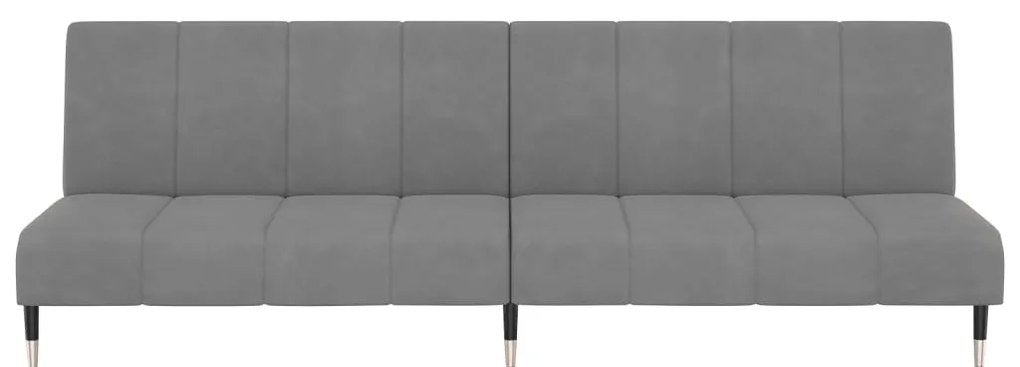 Sofá-cama de 2 lugares veludo cinzento-claro