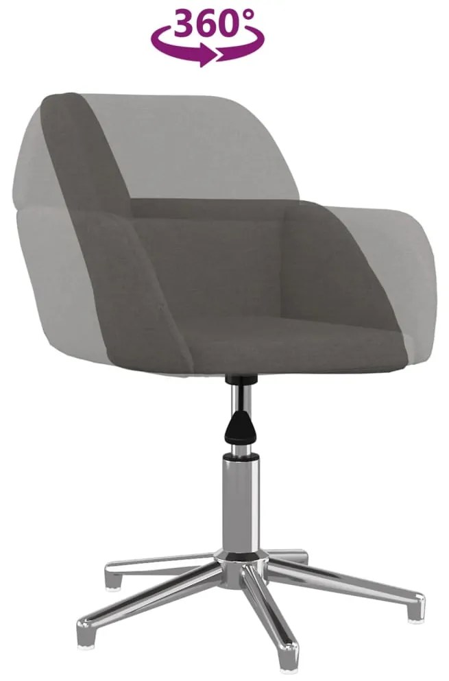 Cadeiras de jantar giratórias 2 pcs tecido cinzento-escuro