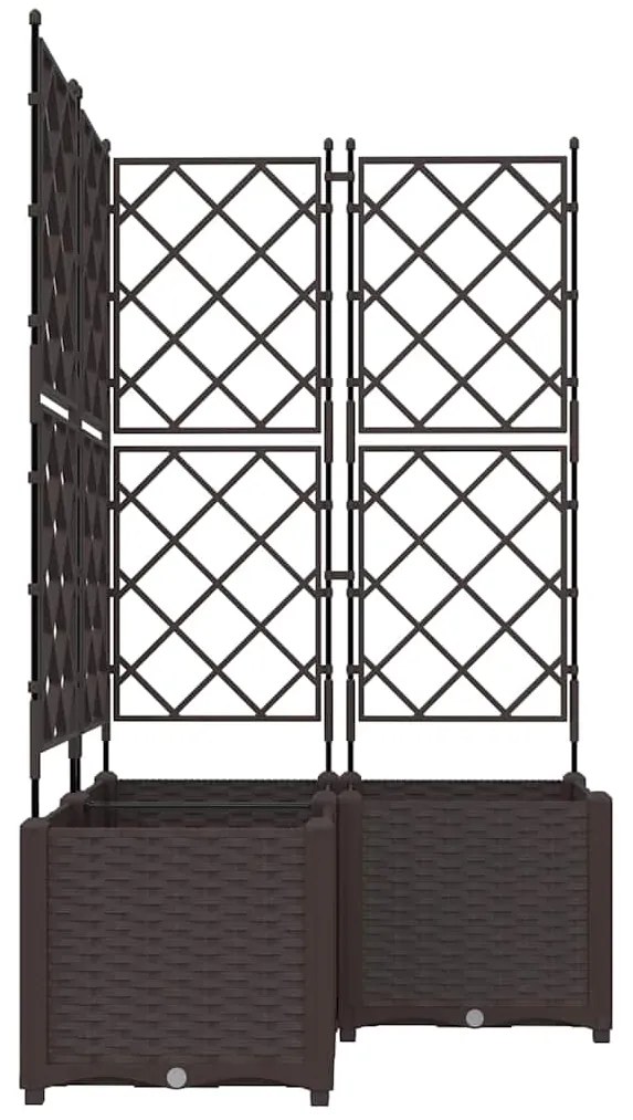 Vaso de Jardim com Treliça 3 pcs Marrom 80x80x143 cm